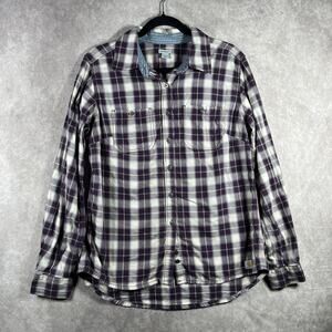 Carhartt Dodson Shirt Womens Medium 8-10 Purple Plaid Long Sleeve Workwear‎